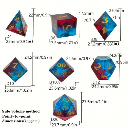 7pcs Sharp Edge Resin Polyhedral Dices For Role Playing Board Games Christmas Gift 2