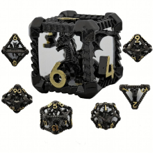 Metal Hollow Dragon Dice Set 7pcs Large Polyhedral Dice Roleplaying Dice Tabletop Game Christmas Halloween Gift