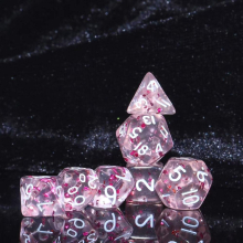 7pcs set Mini Dice Game Dice Acrylic Polyhedral Monochrome Style Transparent With Pink Confetti Dice Set For Role Play Large Tabletop Game