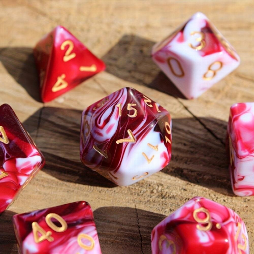 7pcs Set Cherry Cream Starry Sky Dice Tabletop Roleplaying Games RPG Dice Set 1