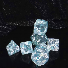 7pcs set Mini Dice Game Dice Acrylic Polyhedral Transparent Style Light With Glitter Dice Set For Role Play Large Tabletop Game
