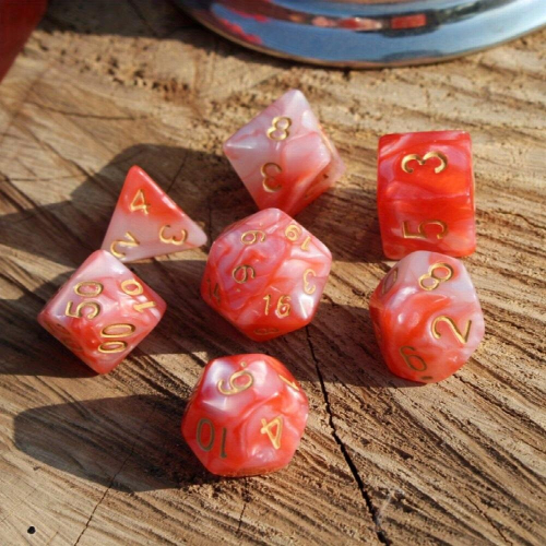 7pcs Set Rose Pearlescent Dice Table Games RPG Dice Set For Party