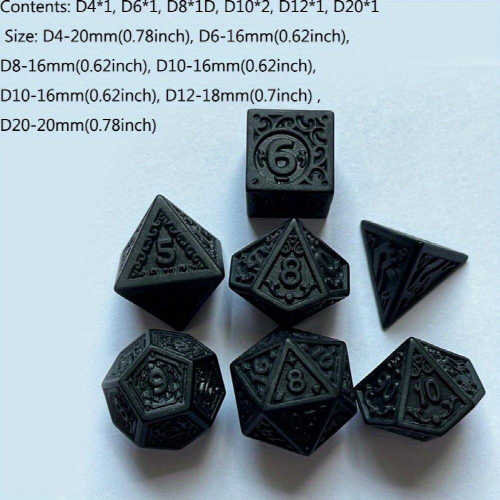 7pcs Set Vintage Number Pattern Polyhedral Dice Set Suitable For Board Game 2