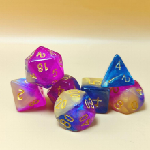 7pcs Game Dices Dazzling Tri Apricot Purple Polyhedral Dice Set For Tabletop Board Games