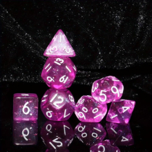 Mini Dice Game Dice Acrylic Sided One Transparent Style Transparent Light Purple With Glitter Set Of 7 Suitable For Role Playing Large Tabletop Game D
