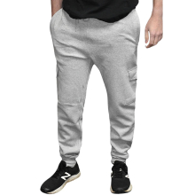 (Grey, XL) Mens Cargo Bottoms Casual Fleece Combat Trousers
