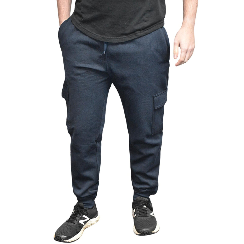 True Face (Navy, 2XL) Mens Cargo Bottoms Casual Fleece Combat Trousers Blue