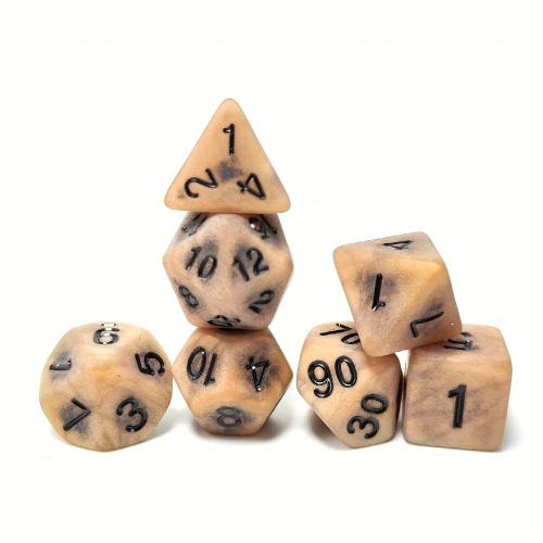 7pcs Antique Brown And Polyhedral Dice For Board Games 1