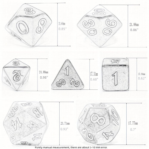 7pcs Antique Brown And Polyhedral Dice For Board Games 2