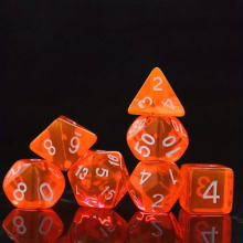 7pcs set Transparent Orange Polyhedral Dice With Glitter Role playing Dice For Large Tabletop Games