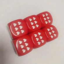 25mm 0 98IN Or Red Heart Dice Acrylic 6 sided Round Heart Dice Bar Party Family Game Board Game Entertainment