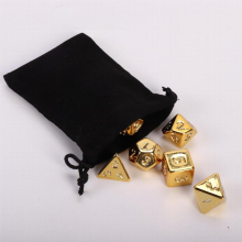 7pcs Golden Polyhedral Dice Set Golden Plated Acrylic Dice Perfect For Role Playing RPG And Board Games with Flannelette Storage Bag