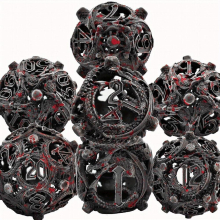 Metal Hollow Dragon Dice Set Polyhedral Roleplaying Dice 7 Piece Set Tabletop Gaming RPG Dice Accessories