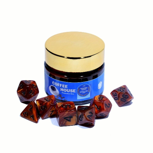 Coffee Themed Polyhedral Dice Set With Bottle For Tabletop Games 1