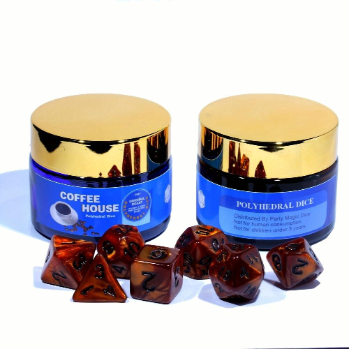 Coffee Themed Polyhedral Dice Set With Bottle For Tabletop Games 2