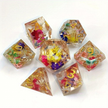 7pcs Dazzling Resin Flower Polyhedral Dices For Board Games Christmas Thanksgiving Gift