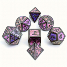 7pcs Iridescent Glitter Flake Metal Polyhedral Dice Set For Role Playing Board Game Digital Teaching And Collection