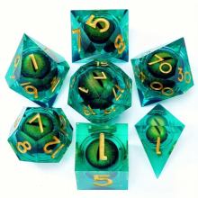 7pcs Sharp Edge Rotatable Eyeball Polyhedral Dice Set For Cosplay Board Game Halloween And Christmas Thanksgiving Gift