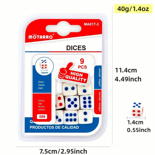 9pcs 14mm Dice Six Sided Standard Opaque Dice With Pips Dots For Board Games 1