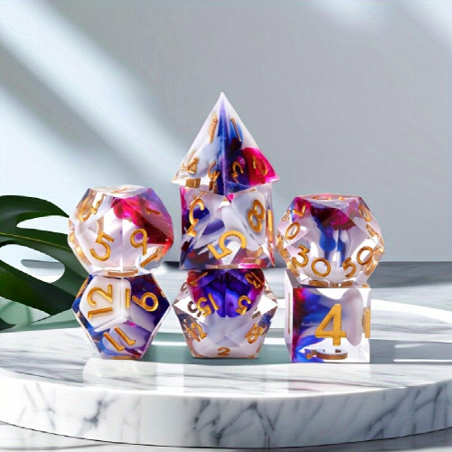 7pcs Sharp Edge Polyhedral Dice Set For Cosplay Board Game Christmas Thanksgiving Years Gift 1