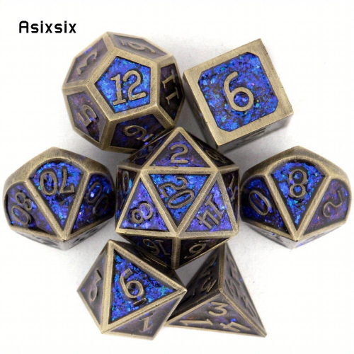 7pcs Copper Standard Solid Metal Polyhedral Dice Set Suitable For Role Playing Board Game 2