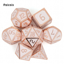 7pcs And Pink Standard Metal Dice Set Solid Metal Polyhedral Dice Set Suitable For Role Playing Board Game