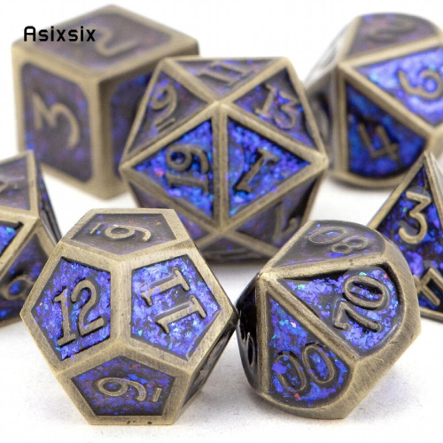 7pcs Copper Standard Solid Metal Polyhedral Dice Set Suitable For Role Playing Board Game 1