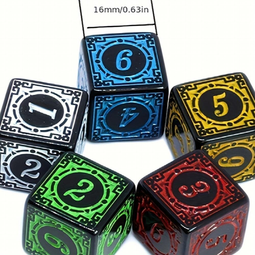 Pattern Dice 6 sided Number Game Chess Piece Accessories Dice Antique Pattern Running Ball Dice 2