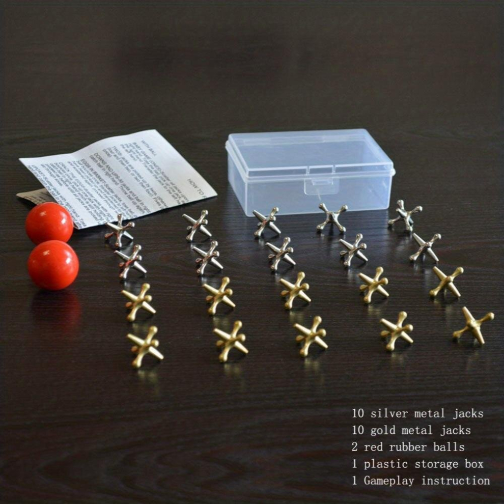 23pcs Retro Metal Jacks Game Old Fashioned Floor Games Set For Adults Halloween Thanksgiving Christmas Gift-image-OPC-PD5GY6K-NEW