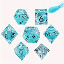7pcs Sharp Edge Flowing Sand Polyhedral Dice Set Role playing Chess Game Halloween And Christmas Gift