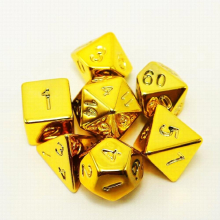 7 piece Plated Yellow Dice Set Polyhedral Tabletop Game Dice Role playing RPG Dice