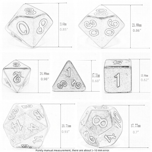 7 piece Plated Yellow Dice Set Polyhedral Tabletop Game Dice Role playing RPG Dice 2