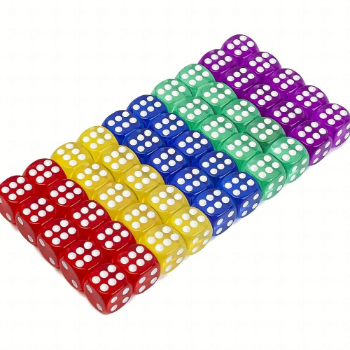 50pcs 16mm Solid Round Corner 6 sided Game Dice 5 Sets Retro Board Game And Teaching Math Dice Set Classroom Accessories Dice Set RPG Dice 2