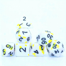 Unleash Your Inner Warrior With A 7 piece set Bloodstained Yellow Polyhedral Dice Set The Perfect Dice Game For Large scale Tabletop Role playing