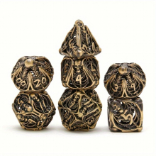 7pcs Hollow Skull Metal Polyhedral Dice Set Halloween And Christmas Gift Role Playing Game Props