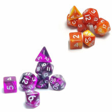 2 Sets Of Mini Dice Mini Dice Orange And Yellow Set And Clear And Purple Set surface For Table Game Dice