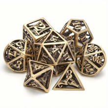 7pcs Hollow Iron Tower Polyhedral Metal Dices Suitable For Role playing Board Games
