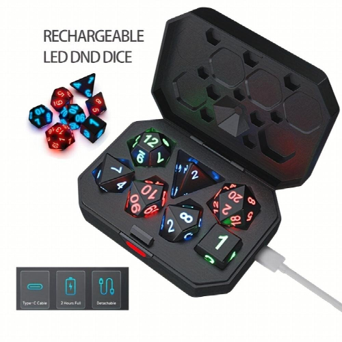 7pcs Rechargeable Luminous LED Dice Set Thanksgiving Christmas Gift