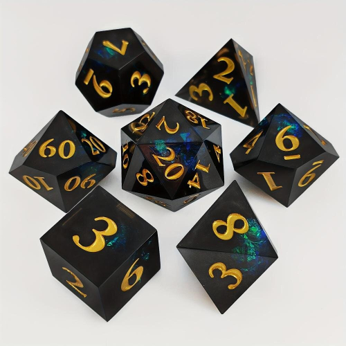 7pcs Resin Confetti Dice Set Polyhedral Sharp Dices For Board Game 1