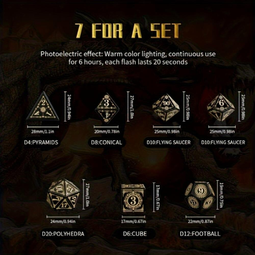 7pcs set Rechargeable LED Dice Set With Warm Breathing Light For Board Game 2