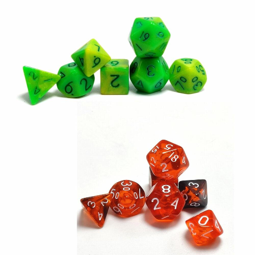 Double Mini Dice Set Two Dice Light Green Set And Transparent Red Set Polyhedral Dice Set For Board Game