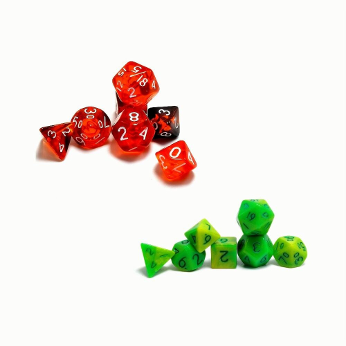 Double Mini Dice Set Two Dice Light Green Set And Transparent Red Set Polyhedral Dice Set For Board Game 1