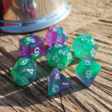 7pcs Set Green And Purple Starry Sky Dice Table Games RPG Dice Set