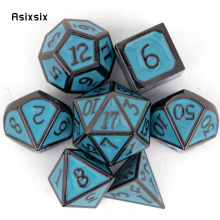 7pcs Green Standard Metal Dices Solid Metal Polyhedral Dice Set Suitable For Role Playing Board Game