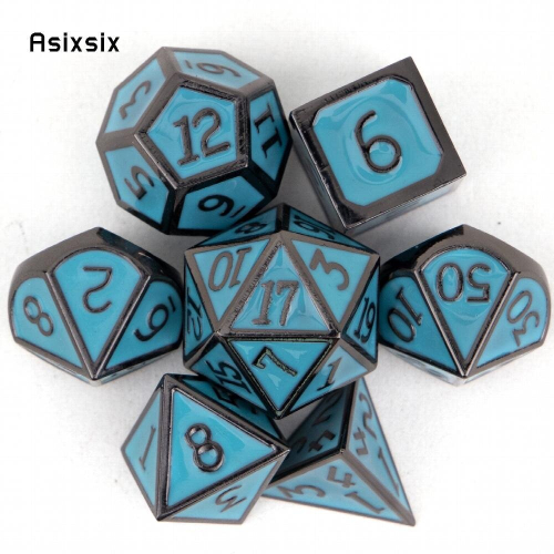 7pcs Green Standard Metal Dices Solid Metal Polyhedral Dice Set Suitable For Role Playing Board Game