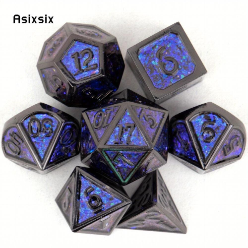 7pcs And Purple Standard Solid Metal Polyhedral Dice Set Suitable For Role Playing Board Game