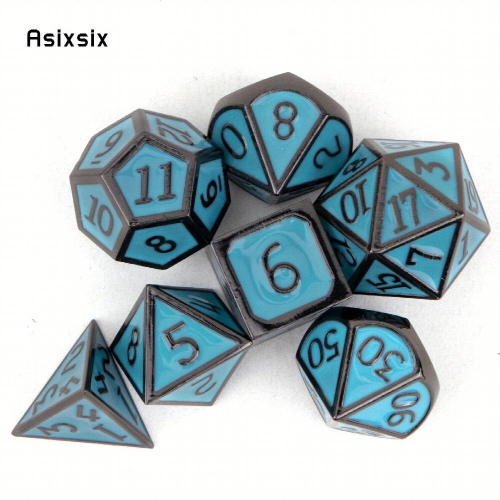 7pcs Green Standard Metal Dices Solid Metal Polyhedral Dice Set Suitable For Role Playing Board Game 1