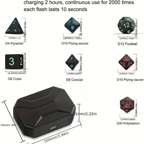 7pcs Per Set Board Game Dice Pixels The Rechargeable Electronic LED Dice 1