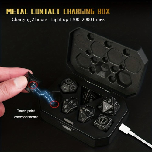 7pcs Rechargeable LED Dice Set Illuminate Your Board Game Nights 1