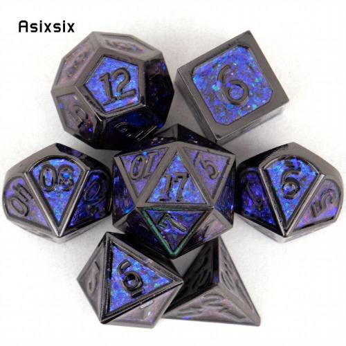 7pcs And Purple Standard Solid Metal Polyhedral Dice Set Suitable For Role Playing Board Game 2